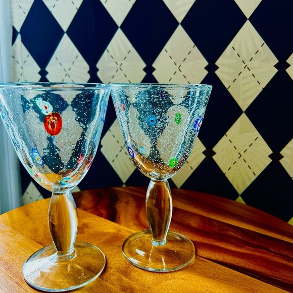Millefiori Bubble Murano Style Margarita Cocktail Glasses - Set of Two - Picture 10 of 13